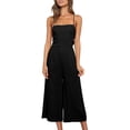 thumbnail image 1 of Txlixc Mono de verano para mujer Tirantes finos ajustables Cintura alta Pierna ancha Mono recortado Mamelucos con bolsillos Txlixc  Estilo de ocio, 1 of 6