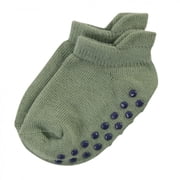Touched by Nature Baby and Toddler Boy Organic Cotton Socks with Non-Skid Gripper for Fall Resistance, Solid Blue Black, 6-12 Months