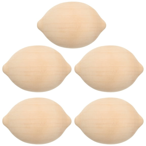 5 Pcs Painted Children's Toys Wooden Lemons Mini Unfinished Figurines Crafts Plain Painting Plaything Kids