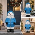 thumbnail image 5 of Winter Snowman Resin Statue, Cute Snowman Figurine In Blue Puffer Coat and Knit Scarf, Festive Christmas Holiday Sculpture for Indoor Mantel Tabletop Shelf Home Display, 5 of 7