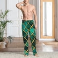 thumbnail image 4 of Salouo Green Mosaic Glass Print Pajama Pants for Men, Lounge Pants Elastic Waistband Casual Men's sleepwear Loungewear Sleep Pajama Pant -Large, 4 of 7