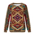 thumbnail image 4 of Miqool Crewneck Sweatshirts Women Retro Aztec Geometric Print Long Sleeve Shirts Casual Loose Western Ethnic Blouses Graphic Tees Tunic Shirts Fall Pullover Tops, 4 of 4
