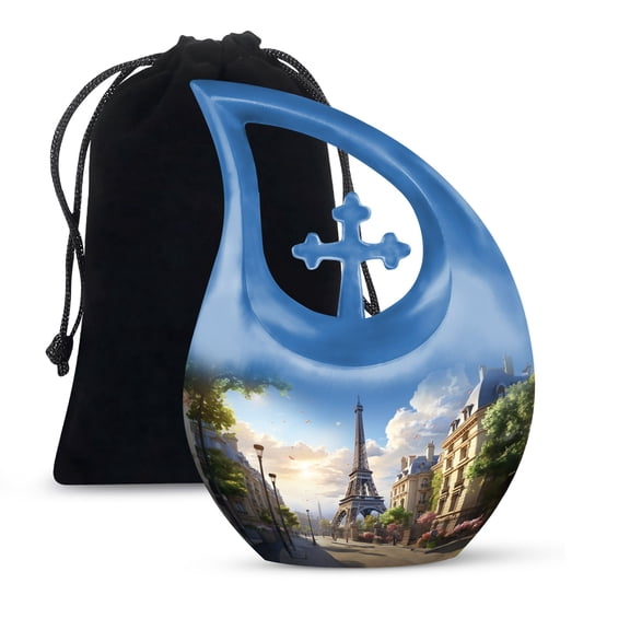 JAGSHASHI Eiffel Tower Funeral Ashes Urn - Funeral Urns For Adult Ashes Men - Cremation Urn Mom - Adult Cremation Urns - 10 Inch With Velvet Bag - Urn Adult Male - Urns For Ashes Adult Female