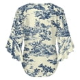 thumbnail image 6 of Toile De Jouy Women's V-Neck Blouse With 3/4 Ruffled Bell Sleeves Casual Top Ladies Blouses, 6 of 7