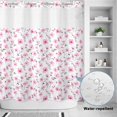 thumbnail image 2 of No Hook Shower Curtain, Pink Spring Floral Shower Curtains for Bathroom with See Through Top Window, Summer Botanical Elegant Waterproof & Washable Bath Curtain Long 72"x78", 2 of 9