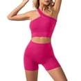 thumbnail image 2 of Womens Workout Sets Solid Color Yoga Suit Quick Drying Gym Outfit Morning Runs Sportswear Hot Pink Womens Fitness Clothing L, 2 of 4