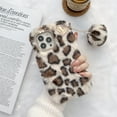 thumbnail image 2 of Allytech Plush Case for iPhone 13 6.1" 2021 Released, Leopard Printed Fashion Luxury Cute Fuzzy Furry Warm Plush Fluffy Fur Soft TPU Back Shock Absorption Case for iPhone 13, White, 2 of 5