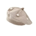 thumbnail image 3 of qolati Baby Beret Hat Toddler Girls Fall Winter Warm Beanie Cap Little Girl Cute Pompoms Artist Knit Hat for 3M-4T, 3 of 4