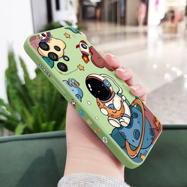 Funda De Teléfono De Astronautas De Luna Para Samsung Galaxy A54 A34 A24 A14 A04 A04S A04E 4G 5G Silicona Líquida Con Patrón Lateral