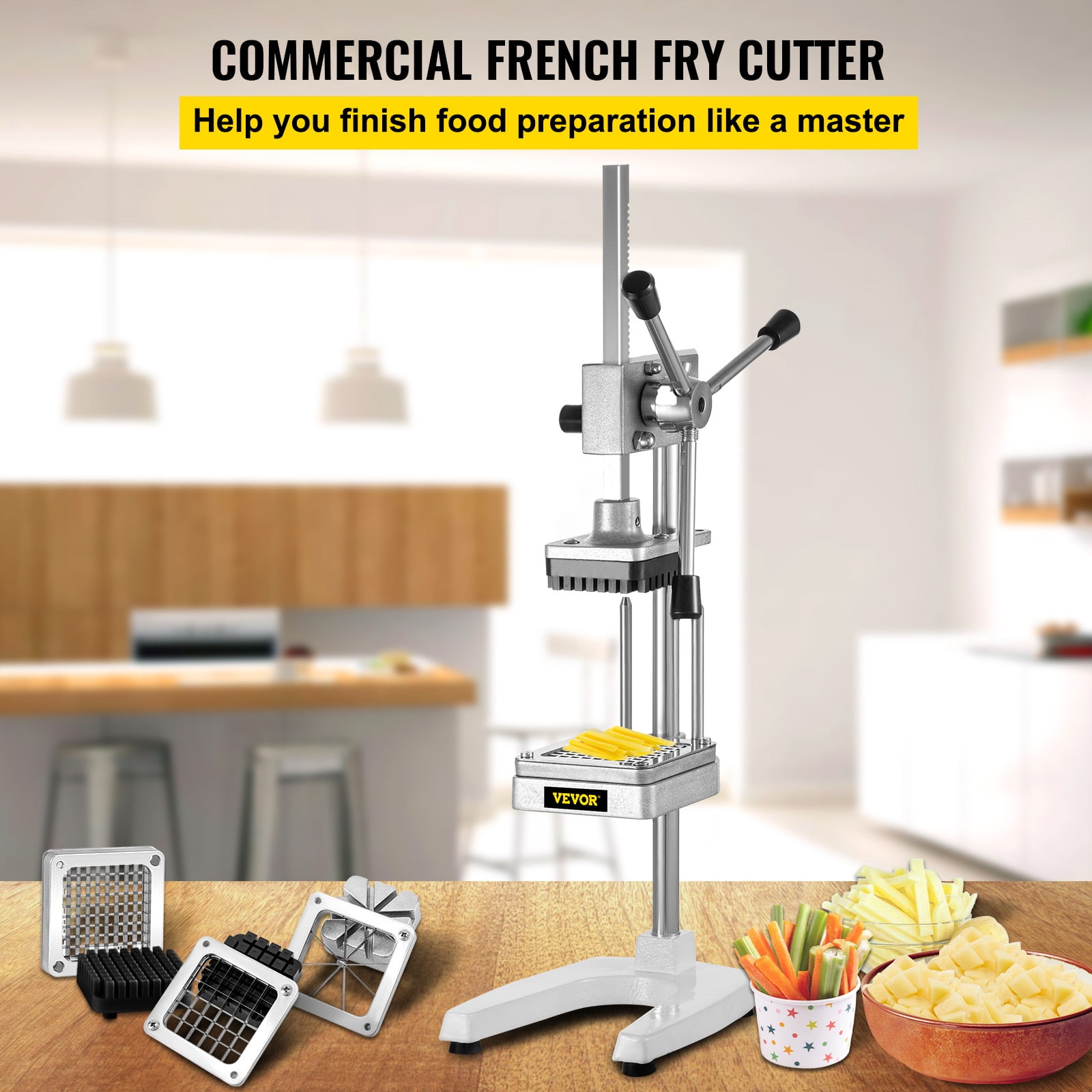 VEVOR Commercial French Fry Cutter with 4 Cutting Blades - Stainless Steel  Silver Kitchen Tool for Fish, Vegetables, Meat, Cheese - Non-Skid Feet in  the Kitchen Tools department at