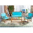 thumbnail image 2 of SAFAVIEH Fontana Outdoor Patio 4 Pc Conversational Set, Natural/Aqua, 2 of 13