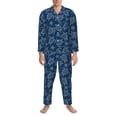 thumbnail image 3 of Fotbe Sea Turtle Pijama de Hombre con Estampado de Manga Larga, Conjunto de 2 Piezas, Ropa de Dormir Suave y Cómoda con Bolsillos-Small, 3 of 7