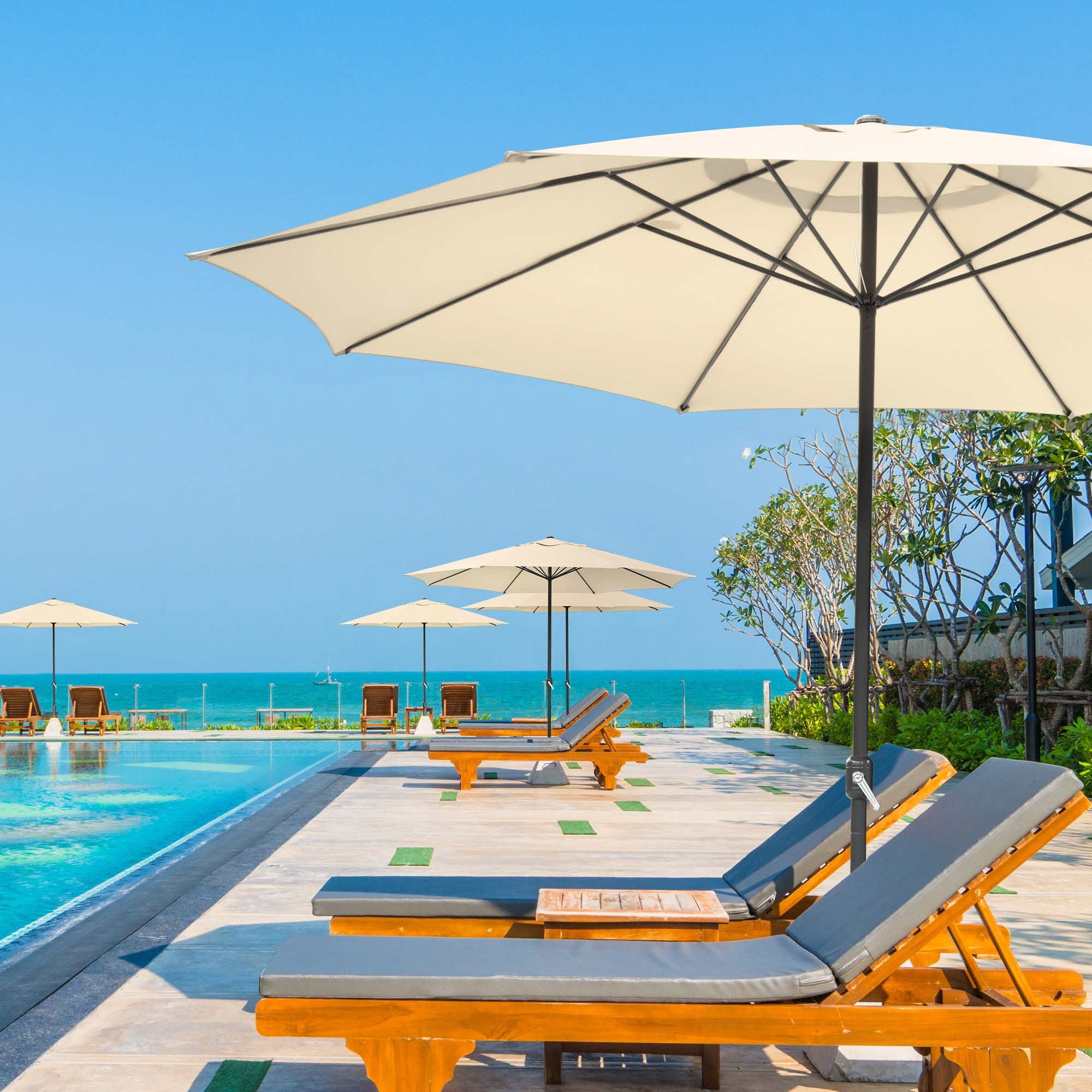 Yescom 13FT Aluminum Patio Umbrella 8-Rib Heavy Duty Table Parasol Crank Outdoor Garden Deck Beach Furniture