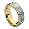 TK Rings 142TR-8mmx7.0 8 mm Yellow Gold Plated Laser Engraved Crosses Design Tungsten Ring - Size 7