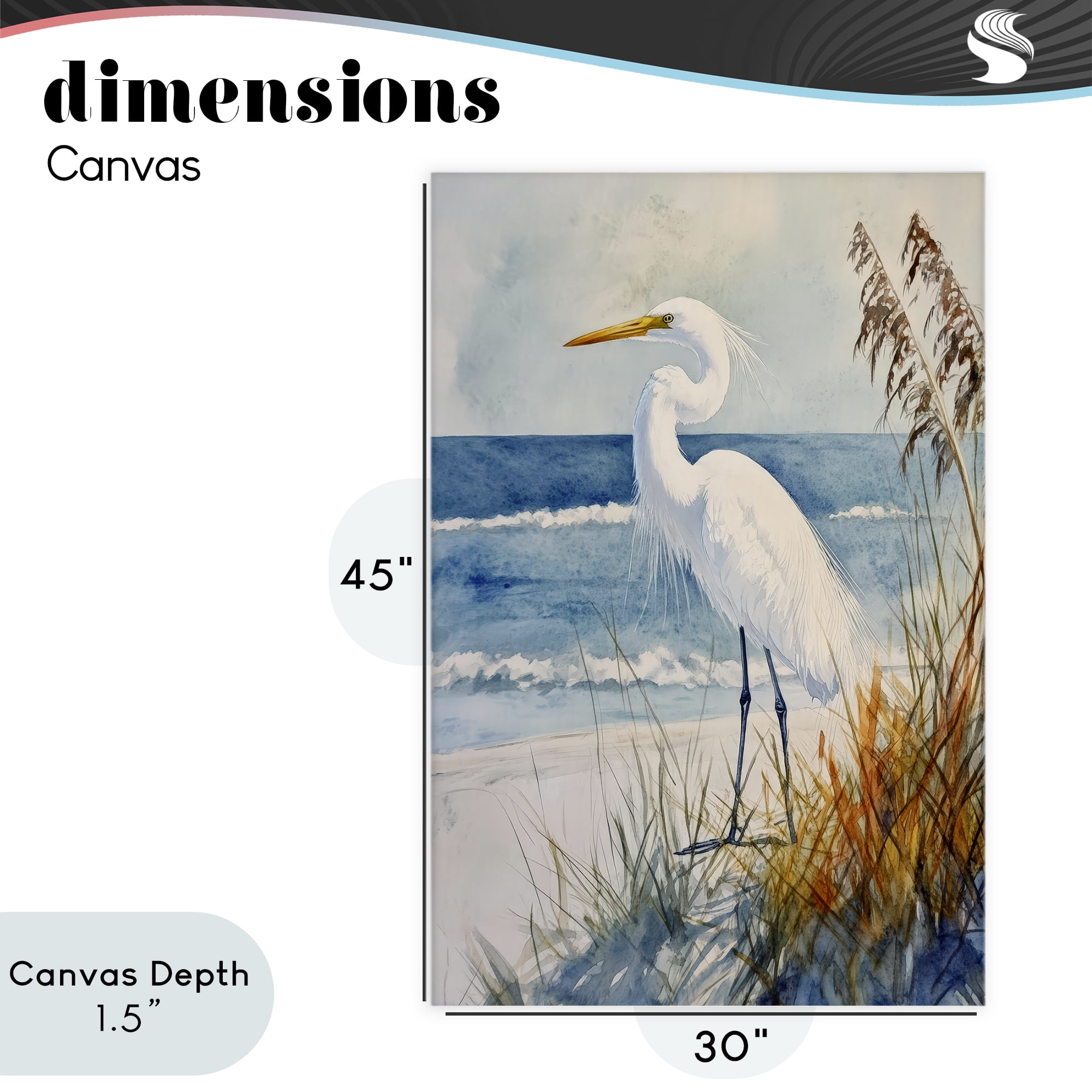 Stupell Industries Egret By The Waves Canvas Wall Art, design by Petal Prints Design