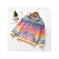 thumbnail image 2 of Kids Girls Hoodies Sweatshirt Rainbow Stripe Zip Up Jacket Coat Outwear, 2 of 2