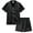 08-Black, variant on WIBACKER 5-12Y Girls Boys Pajamas Satin Pajama Set Silk Pjs Short Sleeve Sleepwear Kids Button-Down Nightwear