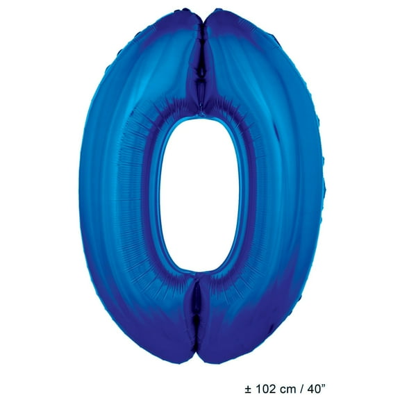Funny Fashion Number 0 Solid Helium Quality Metallic Blue 40" Jumbo Shape Foil Balloon