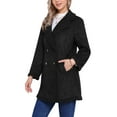 thumbnail image 4 of INSPIRE CHIC Women's Winter Warm Lined Suede Parka Coat Double Breasted Long Sleeve Turn Down Collar M Black, 4 of 6