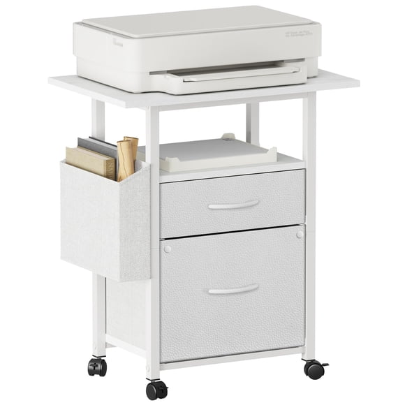 Archivador GYIIYUO de 2 cajones con escritorio extendido de 24 pulgadas, blanco
