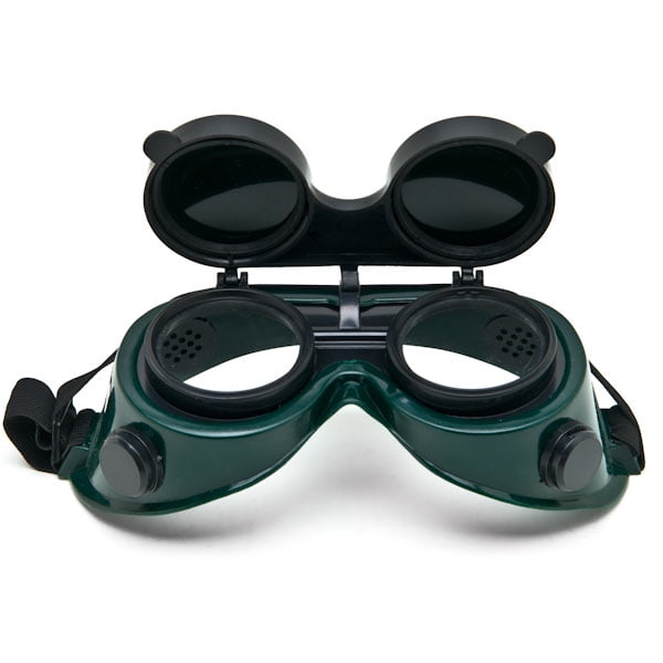 TWO Pair New Welding Cutting Welders Goggles Glasses Flip Up Dark Green Lenses