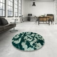 thumbnail image 3 of Ahgly Company Indoor Square Abstract Dark Sea Green Abstract Area Rugs, 5' Square, 3 of 6