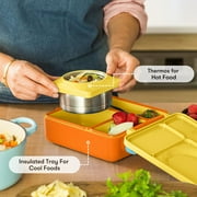 OmieBox Bento Box for Kids - Insulated Bento Lunch Box with Leak Proof Thermos Food Jar - 3 Compartments, Two Temperature Zones - (Sunshine) by OmieLife