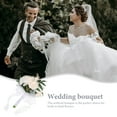 thumbnail image 6 of WRISTBIQUE Silk Cloth Artificial Rose Wedding Bouquet White 1Pcs 7.1x7.1x11.4in, 6 of 8