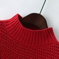 thumbnail image 2 of Gabardina para mujer Suéteres de mujer Medio cuello Suéter suelto de color sólido Top Manga larga Elegante Grueso Suéter cálido Blusa (Rojo, XL), 2 of 5