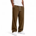 thumbnail image 3 of Men's Corduroy Wide Leg Pants Drawstring Elastic Waist Baggy Loose Fit Casual Lounge Trousers with Pockets, 3 of 5