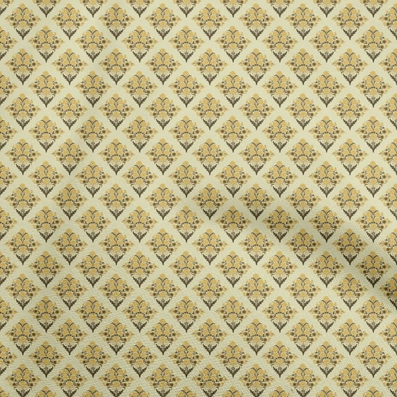 oneOone Cotton Silk Yellow Fabric Asian Block Floral Quilting Supplies Print Sewing Fabric By The Yard 42 Inch Wide