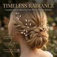 thumbnail image 4 of MIALLO 6 Pcs Gold Wedding Hair Pins with Pearls, Boho Bridal Hair Accessories for Women, Crystal Leaf Hair Piece for Rustic Wedding, 4 of 7
