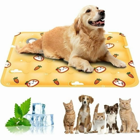 Dog Cooling Mat, 2025 New Pet Cooling Mat for Dogs and Cats, Washable and Portable Pet Pad Cat Bed Suitable for All Types of Pets (Yellow, Medium (15.7 x 19.7in))