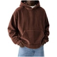 thumbnail image 2 of LYSMORA Men's Corduroy Pullover Hoodie, Vertical Ribbed Oversized Long Sleeve Casual Sweatshirt With Front Kangaroo Pocket, 2 of 6