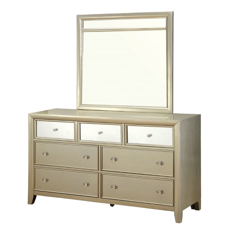 Furniture Of America Maire Glam 7 Drawer Dresser And Mirror Set In