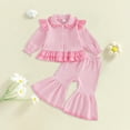 thumbnail image 2 of mgoYE Baby Girl Clothes Preemie Baby Girl Clothes Romper Fall Winter Outfits Gifts for Girls Cute Bell Bottoms Pant Sets (Pink,2-3 Years), 2 of 5