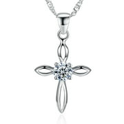 Cross Pendant Necklace Religion Cz Sterling Silver Womens Ginger Lyne