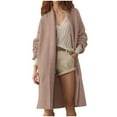 thumbnail image 3 of Sentmoon Womens Fall Tops Lapel Collar Womens Long Sleeve Tops Oversized Solid Color Loose Soft and Cozy Womens Blouses Winter for Weekend Breakfasts Brown XL, 3 of 9