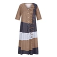 thumbnail image 4 of EQWLJWE Robes d'Été pour Femmes 2023 Mode Féminine Décontractée Manches Courtes Col en V Bouton Imprimé Maxi Robe Longue Ample, 4 of 5