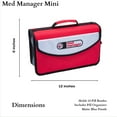 thumbnail image 5 of Med Manager Large Medicine Organizer and Portable Medical Binder, Holds (15) Pill Bottles-(11) Standard Size and (4) Large Bottles, Includes Removable 6-Pocket File Folder, Red, 14 x 14 x 4 inches, 5 of 13