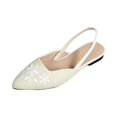 thumbnail image 3 of KEVCHE Chinese Style Embroidered Chunky Low Heel Shoes for Women, European American Slingback Sandals with Pointed Toe, Soft Sole Flats for Women, 3 of 5