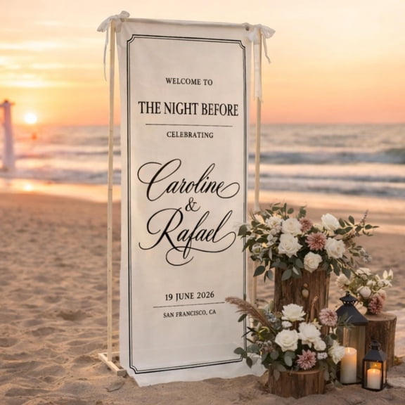 ViciArt The Night Before Wedding Sign Custom Name Date Fabric Banner
