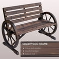 thumbnail image 3 of NALYL 41" Wooden Wagon Wheel Bench, Rustic Outdoor Patio Weather Resistance Furniture, 2-Person Slatted Seat Bench with Backrest, Carbonized, 3 of 8