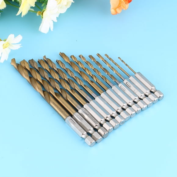 UPOUART Kit de Perceuse 13 Pcs Revêtement au Nitrure de Titane Doré pour Atelier Handyman