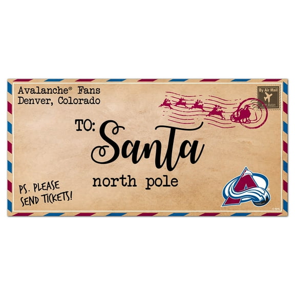 Colorado Avalanche 6'' x 12'' Letter to Santa Sign