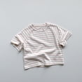 thumbnail image 2 of Plebaso T-Shirts d'Été pour Garçons et Filles en Coton Rayé T-Shirts Décontractés à Manches Courtes Col Rond Confortables, 2 of 3