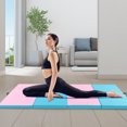 thumbnail image 2 of Costway 10" x 4" x 2" 4-Panel Folding Exercise Mat with Carrying Handles for Gym Yoga Pink&Blue, 2 of 10