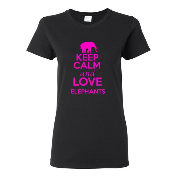 Ladies Keep Calm and Love Elephants T-Shirt Tee