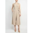 thumbnail image 2 of Emma & Michele V-Neck Sleeveless Tie Side Solid Pockets Crepe Jumpsuit-SAND / 8, 2 of 4