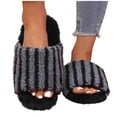 thumbnail image 4 of Xfvqtps Womens Stripe Slippers Open Toe Soft Sole House Shoes Indoor Warm Fall Winter Slip on Cozy Cute Slides, 4 of 7